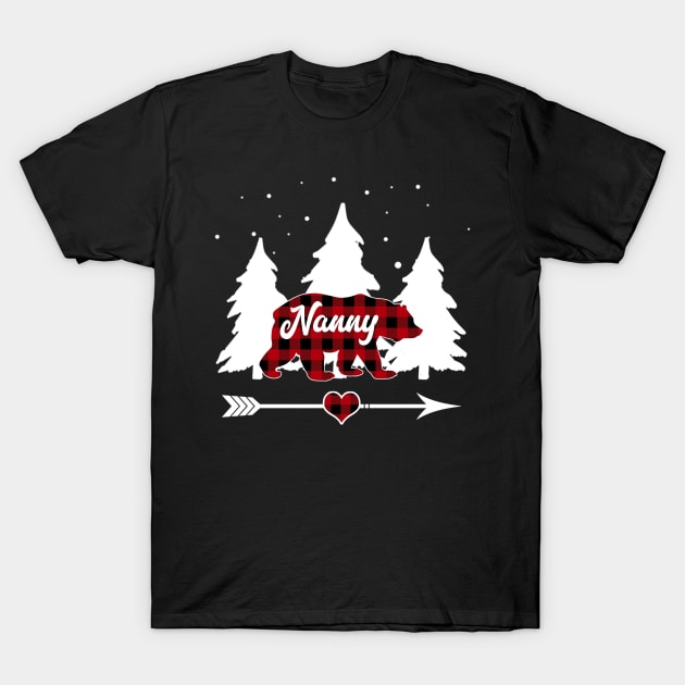 Nanny Bear Buffalo Plaid Christmas Matching Family Pajama T-Shirt by Soema
